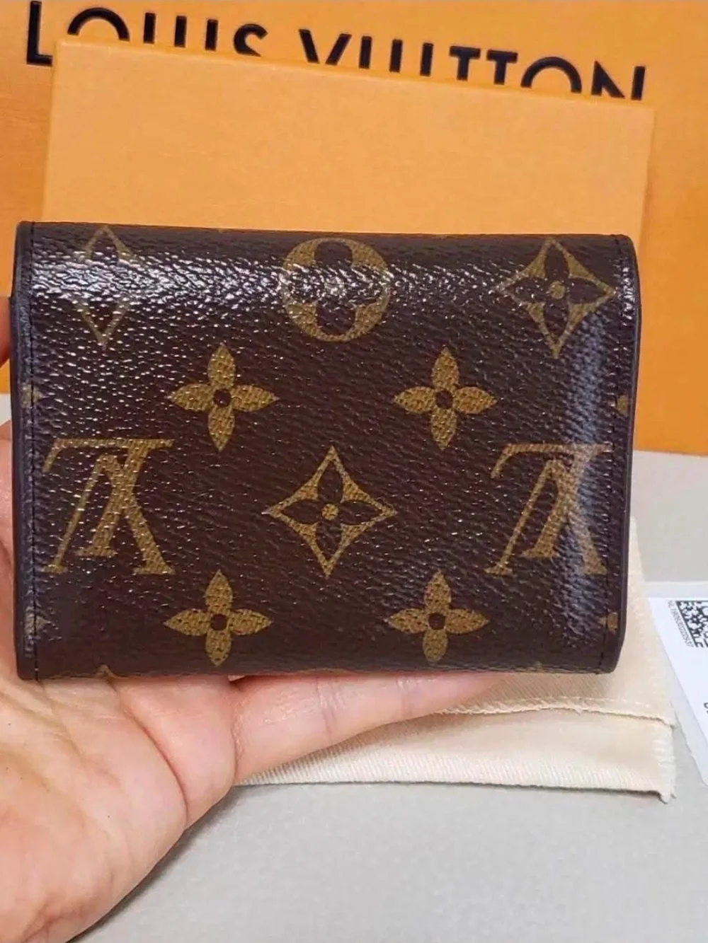 Louis Vuitton Brown Monogram Trifold Wallet with Pink Snap